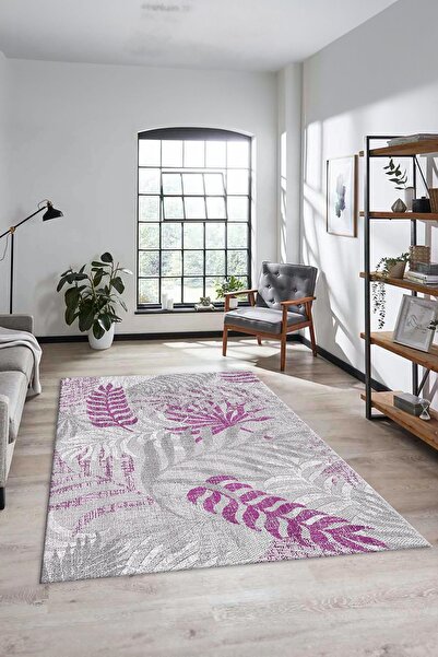 EY HOME Baskılı Kaymaz Taban Yıkanabilir Yapraklı Yolluk Mutfak Salon Halısı