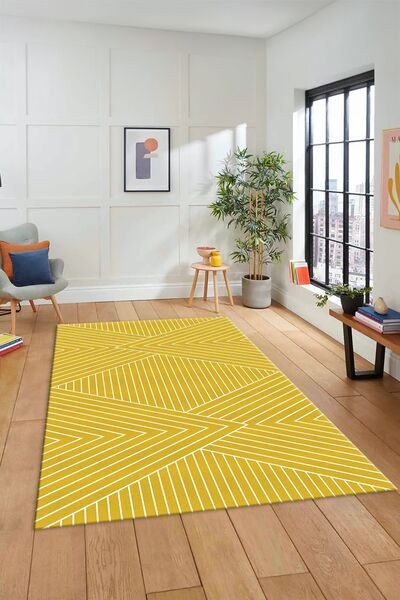 EY HOME Dijital Baskılı Kaymaz Taban Yıkanabilir Çizgili Desen Yolluk Mutfak ...