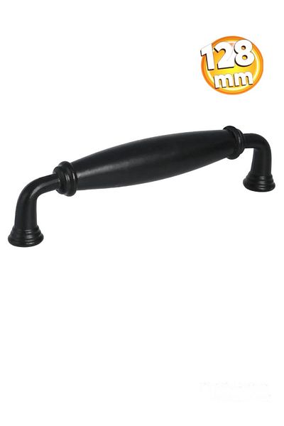 Porcellana Perla Mâner din porțelan Dulap Sertar Mobilier Bucătărie Mâner Ruby 128mm- Negru Mat-stk0671