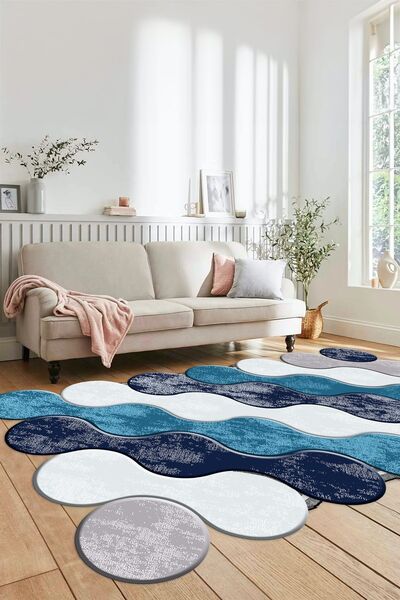 EY HOME Dijital Baskılı Kaymaz Taban Yıkanabilir Lazer Kesim Yolluk Mutfak Salon Halısı