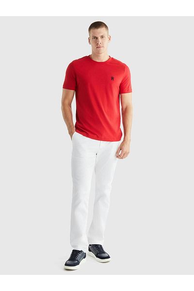 Tommy Hilfiger Men's Woven Fabric Short Sleeve Plain Model Red T-Shirt MW0MW33987-XLG