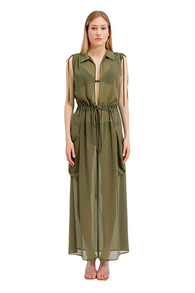 ZEKİ Green Clever Chiffon Dress