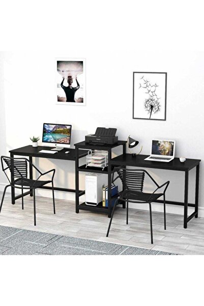 Zizuva Tasarım Iki Kişilik Siyah Çalışma Masası