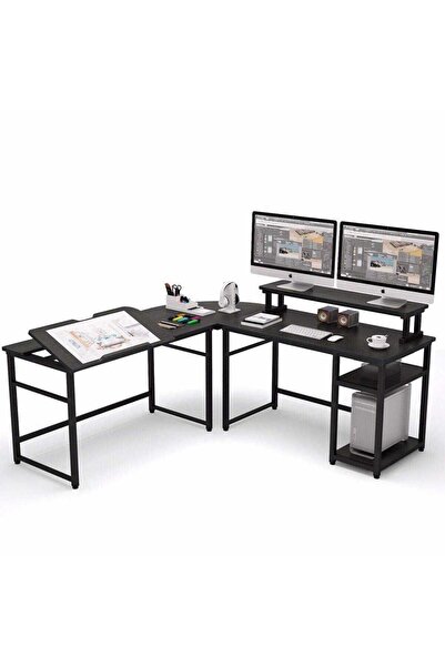 Zizuva Siyah L Model Çizim Ve Çalışma Masası