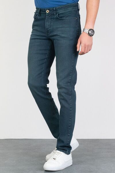 HLT JEANS Erkek Haki Cep Lycralı Slim Fit Kot Pantolon Hltvalgreen