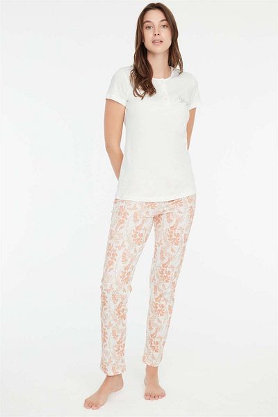 Mod Collection Set de pijamale de damă ecru - Design cu plăcuțe