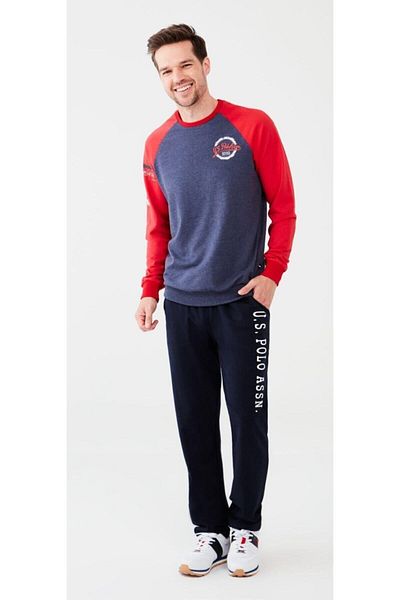 U.S. Polo Assn. Men's Red Round Collar Pajama Set