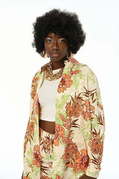 Orfeo Negro Cămașă de damă oversize cu modele florale - Jacquard