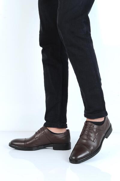 Berenni M377 Pantofi clasici pentru bărbați din cauciuc maro 100% piele