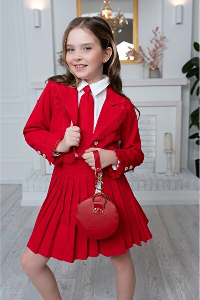 Ribbon kids Skirt, shirt and jacket set + bag + tie