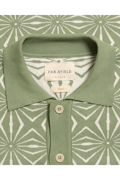 Peraluna سترة تريكو للرجال من Far Afield Zigger Cardigan - طراز Tenteo بياقة بولو وأكمام قصيرة 100% من القطن العضوي