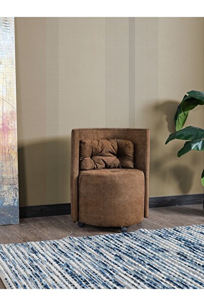 Meşe Home Elisa Tek Kişilik Minderli Tekerlekli Silinebilir Kumaş Konforlu Uygun Sandalye