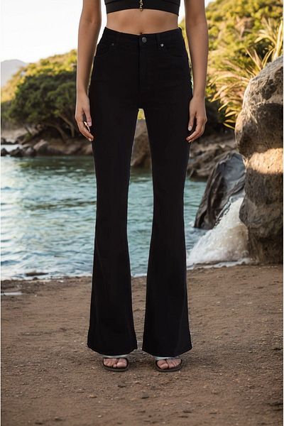 SHEVEGA High Waist Black Lycra Spanish Jeans
