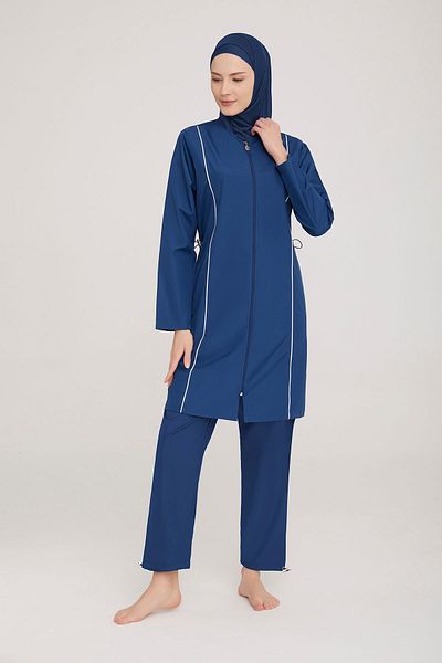 Remsa Mayo Αλεξίπτωτο Πλήρως Καλυμμένο Μαγιό Hijab Beny 9075 Σκούρο Μπλε Ναυτικό Μαγιό Remsa