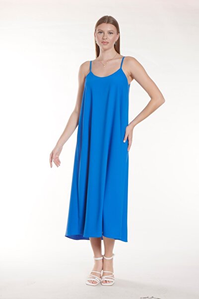 SOLİLDE Rochie lungă Saks Blue Rope Strap