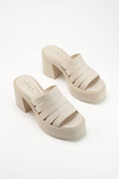 Guja 760 Skin Beige Cream Πλατφόρμα Χοντρό Τακούνι Καθημερινά Ορθοπεδικά Καλοκαιρινά Σανδάλια Παντόφλες Παπούτσια