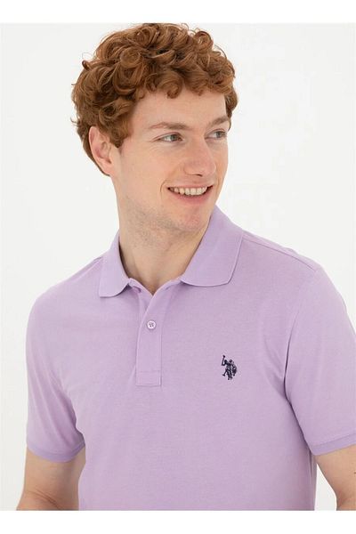 U.S. Polo Assn. تي شيرت أرجواني بقصة ضيقة للرجال - Gtp04ıy024 Dmls