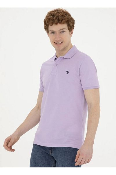 U.S. Polo Assn. تي شيرت أرجواني بقصة ضيقة للرجال - Gtp04ıy024 Dmls