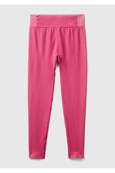 United Colors of Benetton Fuchsia Women's Sports Tights - Logo Embroidered Front, Push-up Effect