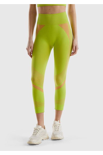 United Colors of Benetton Neon Green Colored Long Seamless Women's Sports Leggings