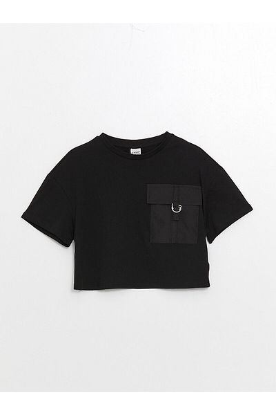 LC Waikiki LCW Girl - Tricou crop cu mânecă scurtă cu decolteu