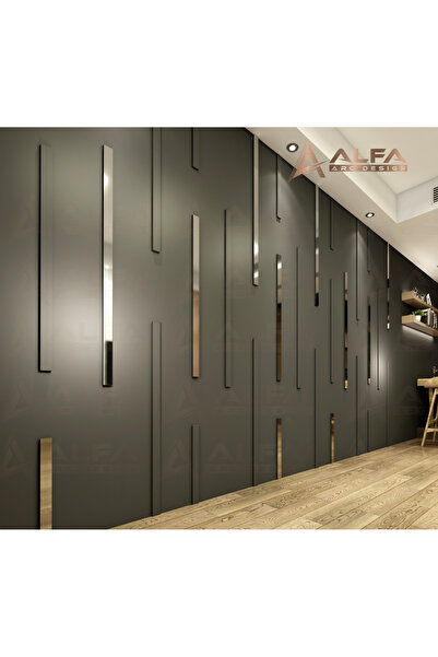 ALFA ARC DESİGN Salon -Oturma Odası - Hol- Duvar Çıta Tasarımı (SİLVER Çıta H...
