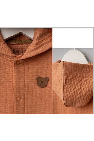 Bebitof Hooded Combed Cotton Cardigan