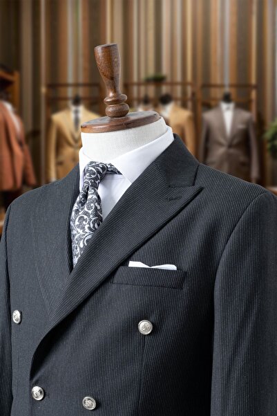 MODA DİNA Men's Black Slim Fit Blazer and Trousers Set - Tuxedo