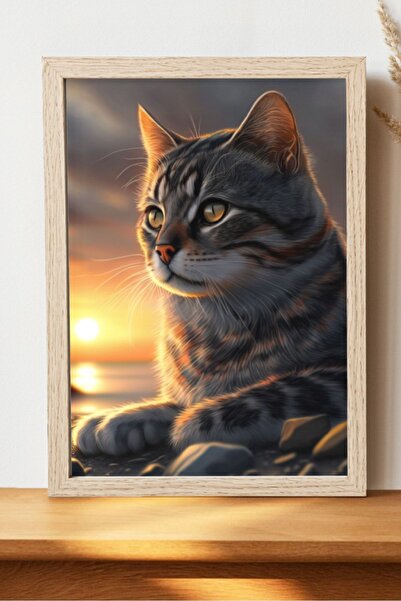 Luna Marissa Αφίσα Sunset Cat - Αφίσα με ζώα χωρίς πλαίσιο, ψηφιακή τέχνη
