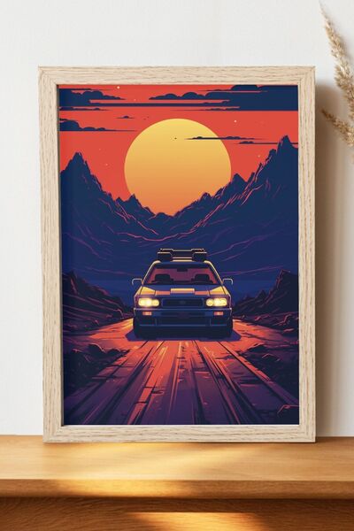 Luna Marissa Αφίσα αυτοκινήτου Retwave - Αφίσα ψηφιακής τέχνης από χοντρό χαρ...