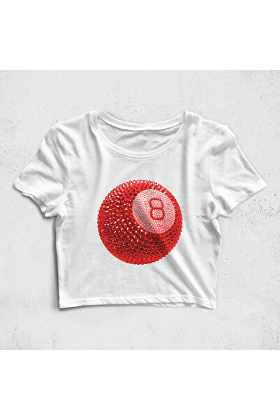 Built By Crazy Kristalno crvena - Majica Eight Ball Sa deznom Skraćeni kroj