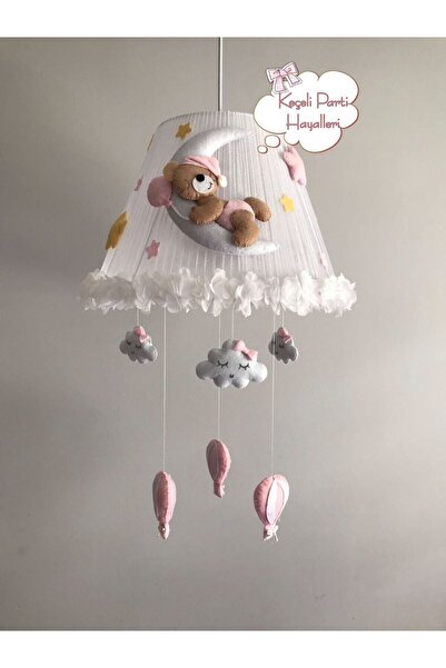 Keçeli parti hayalleri bebek çocuk odası avize ay ayıcık balon yıldızlı kahve...