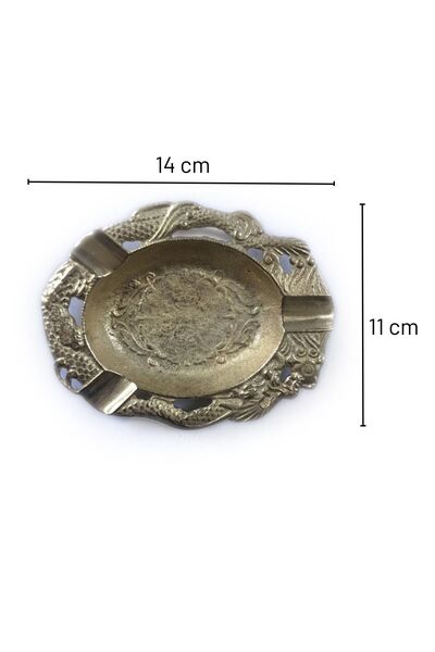 Seha Bronz Altın Rengi Pirinç Döküm Desenli Oval Küllük