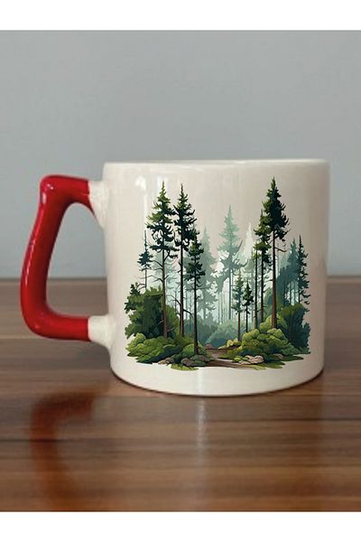lili hediyelik Ceramic Tea and Coffee Gift Cup - Trees Printed Mug