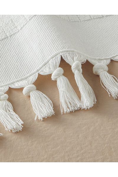 English Home Tuffy Stripe Cotton Fringed Face Towel Ecru