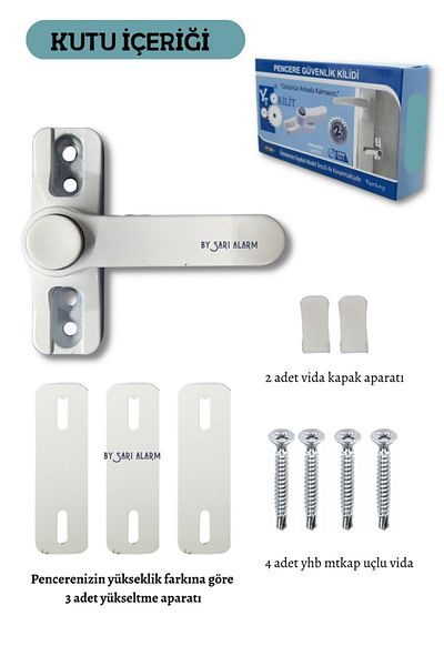 yt kilit Window Security Lock with Button 1stQuality White (With Yellow Alarm Assurance)