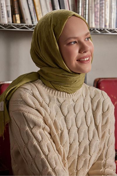 Şalland Bamboo Shawl - Olive Model