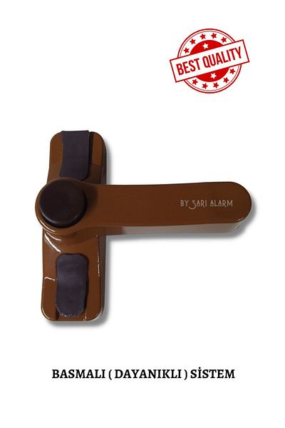 yt kilit Yt Window Security Lock with Button 1stQuality Light Brown (With Yellow Alarm Assurance)