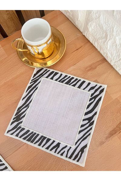 Nakışkonsept Set of 6 Zebra Patterned Cocktail Napkins