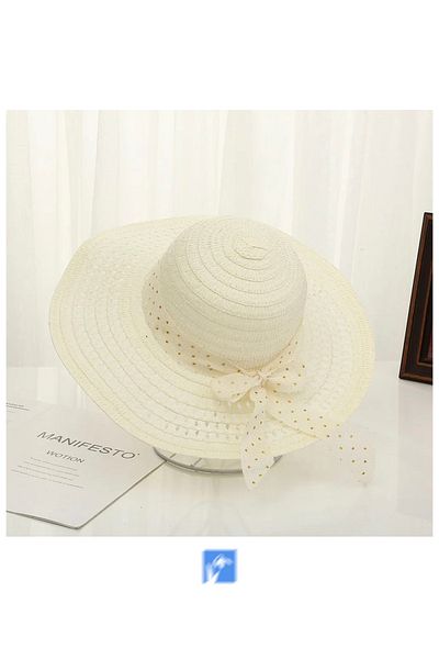 Kardelen Butik Denizli Straw Floppy Women's Beach Hat - 56-58 cm