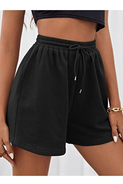 yx yustex sport Kadın Siyah Likralı Ter Tutmayan Rahat Giyim Mevsimlik Şort
