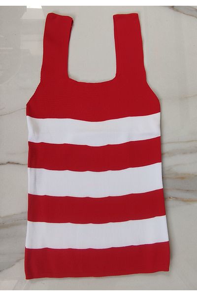 trikomode Striped Square Collar Athlete Blouse