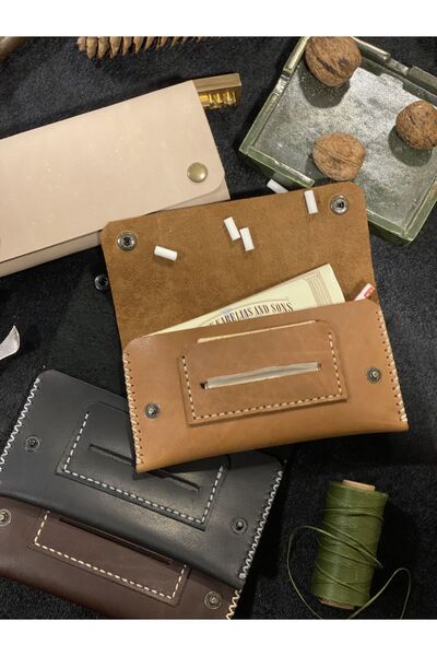 MAT Deri Tütün Çantası Hakiki Deri Tütünlük El Yapımı Taba Tütün Kesesi