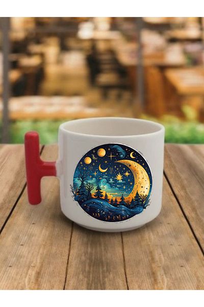 lili hediyelik Night Moon Printed Cup Gift - Ceramic Tea, Coffee Gift Cup