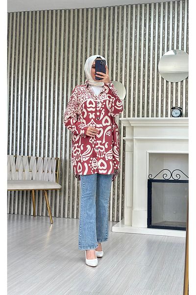 Moda Krash Cămașă oversize cu model