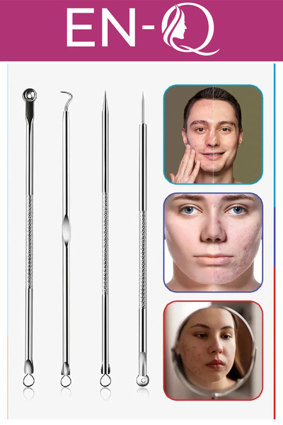 ENQ 4LÜ Yüz Bakım Seti 4lüKomedon-Yüz Yıkama Fırçası-Peeling Fırçası-3lüKaş Usturası