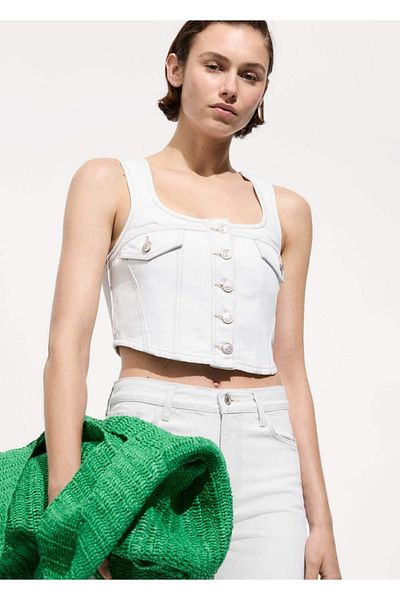 MANGO Woman Vesta din denim cu buzunare