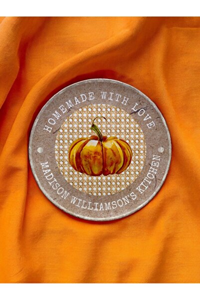 unique florya Hazeran Rattan Balkabağı Desenli Duvar Tabağı Dekoratif Bahçe B...