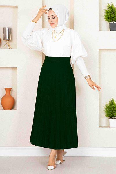 EBRUTESETTÜR Pleated Hijab Skirt - Elastic Waist