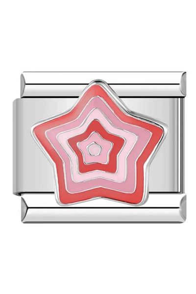 Kaeria Accessory سحر إيطالي - نجمة فولاذية حمراء وردية